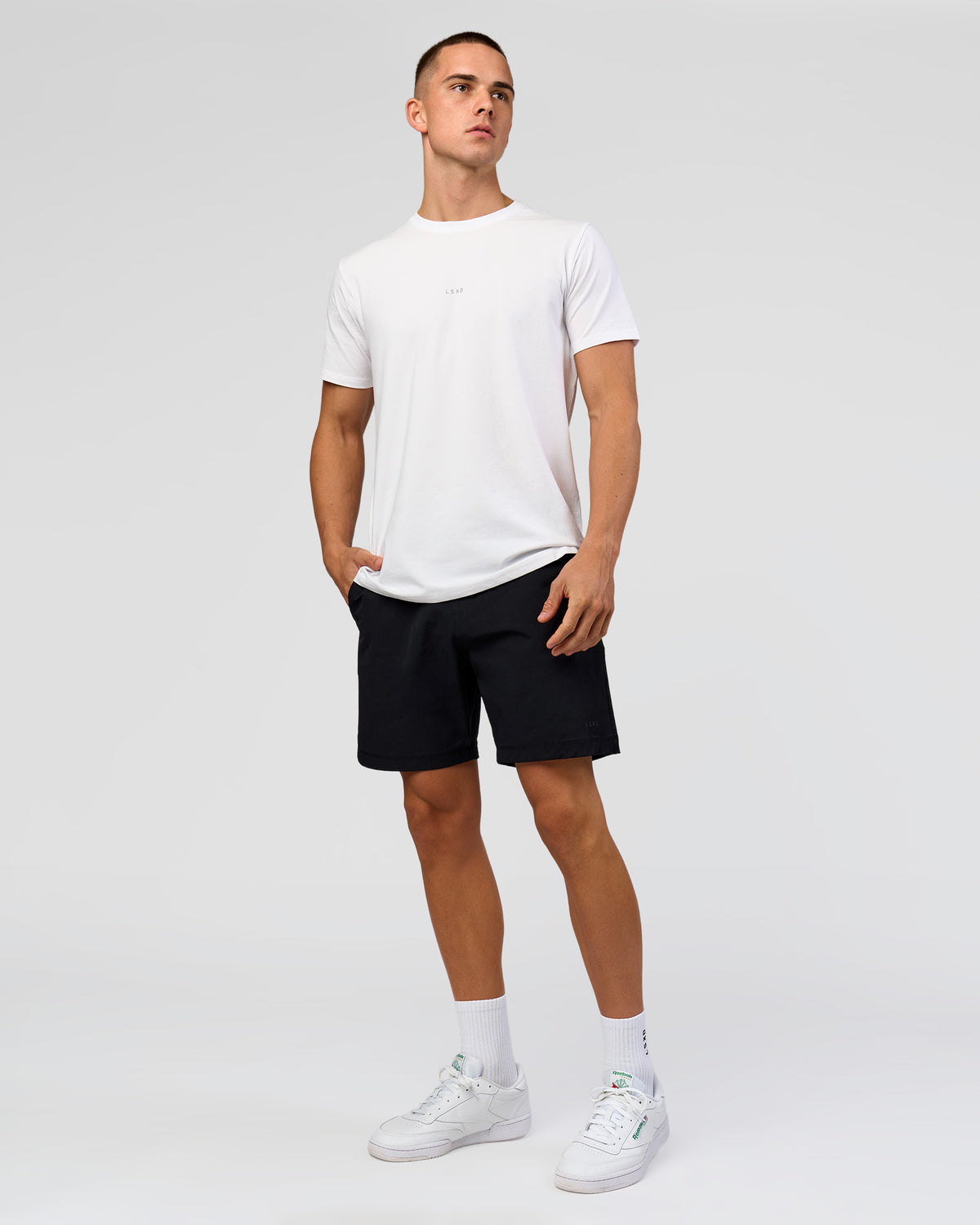 Man wearing Base FLXCotton Tee - White | Model:Base | Size:M