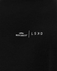 Man wearing Movember x LSKD FLXCotton Oversize Tee - Black-White | Model:George | Size:M | Thumbnail Index: 15