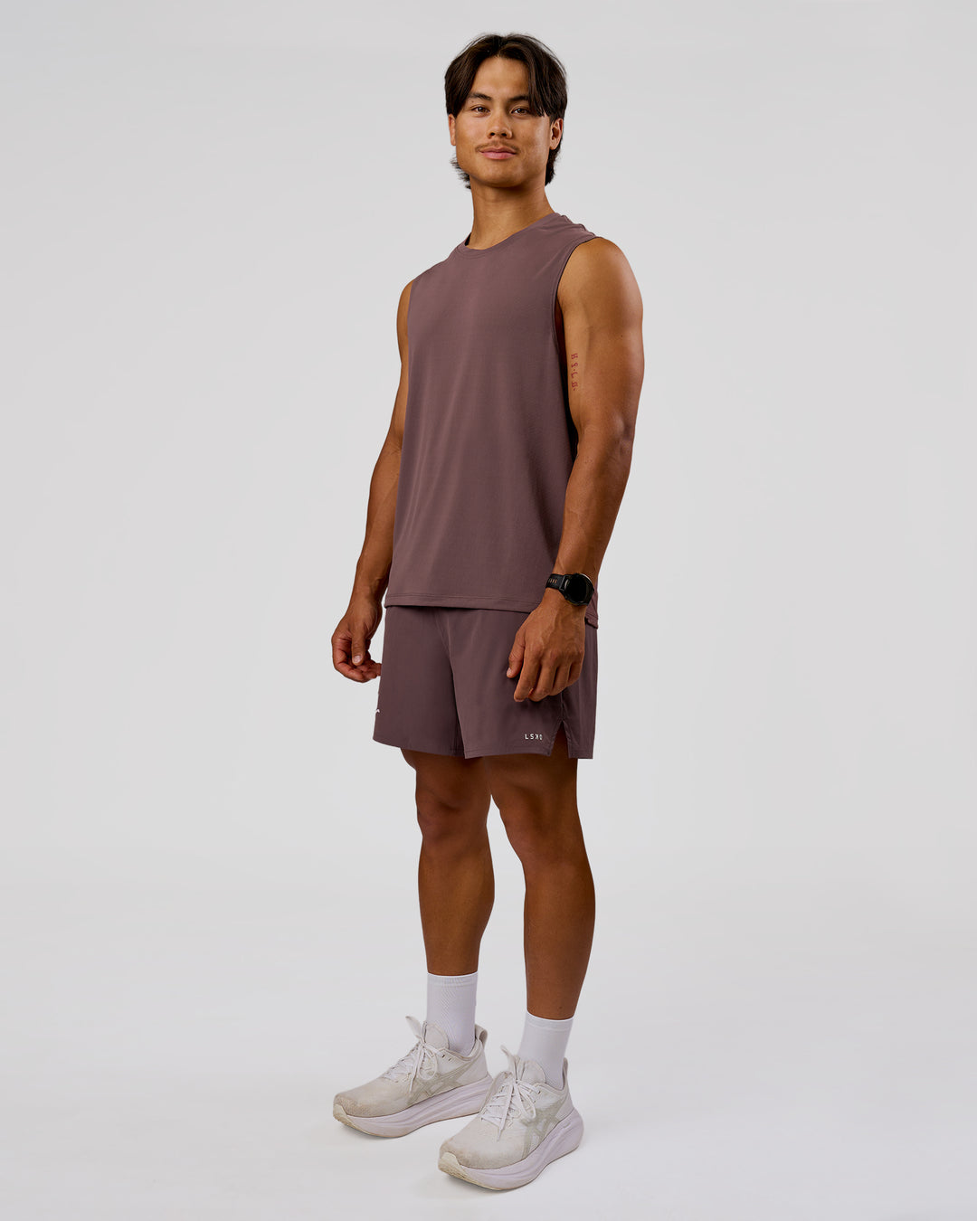 Man wearing Rep Muscle Training Tank - Cocoa Powder-Off White | Model:George | Size:M - view 2