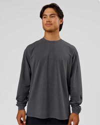 Man wearing Classic Heavyweight FLXCotton Oversized LS Tee - Dark Storm Washed | Model:George | Size:M | Thumbnail Index: 0