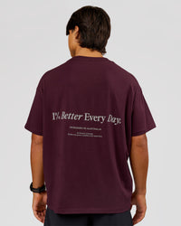 Man wearing VS26 1% Better FLXCotton Oversize Tee - Cherry Lacquer-Off White | Model:George | Size:M | Thumbnail Index: 1