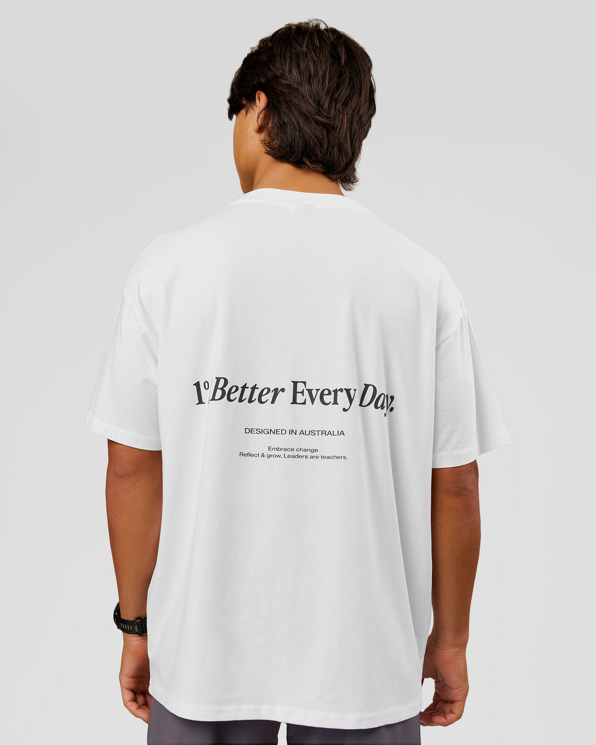 Man wearing VS26 1% Better FLXCotton Oversize Tee - White-Black | Model:George | Size:M - view 2
