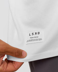 Man wearing VS26 1% Better FLXCotton Oversize Tee - White-Black | Model:George | Size:M | Thumbnail Index: 7