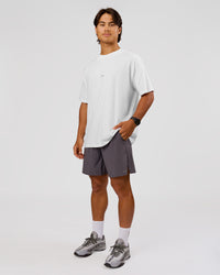 Man wearing VS26 1% Better FLXCotton Oversize Tee - White-Black | Model:George | Size:M | Thumbnail Index: 13