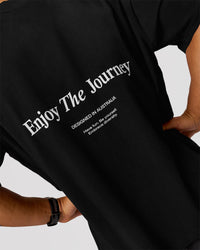 Man wearing VS26 Journey FLXCotton Oversize Tee - Black-White | Model:George | Size:M | Thumbnail Index: 6