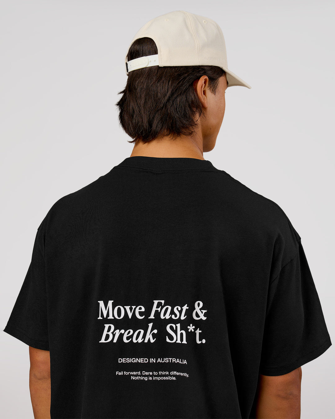Man wearing VS26 MFBS FLXCotton Oversize Tee - Black-White | Model:George | Size:M - view 12