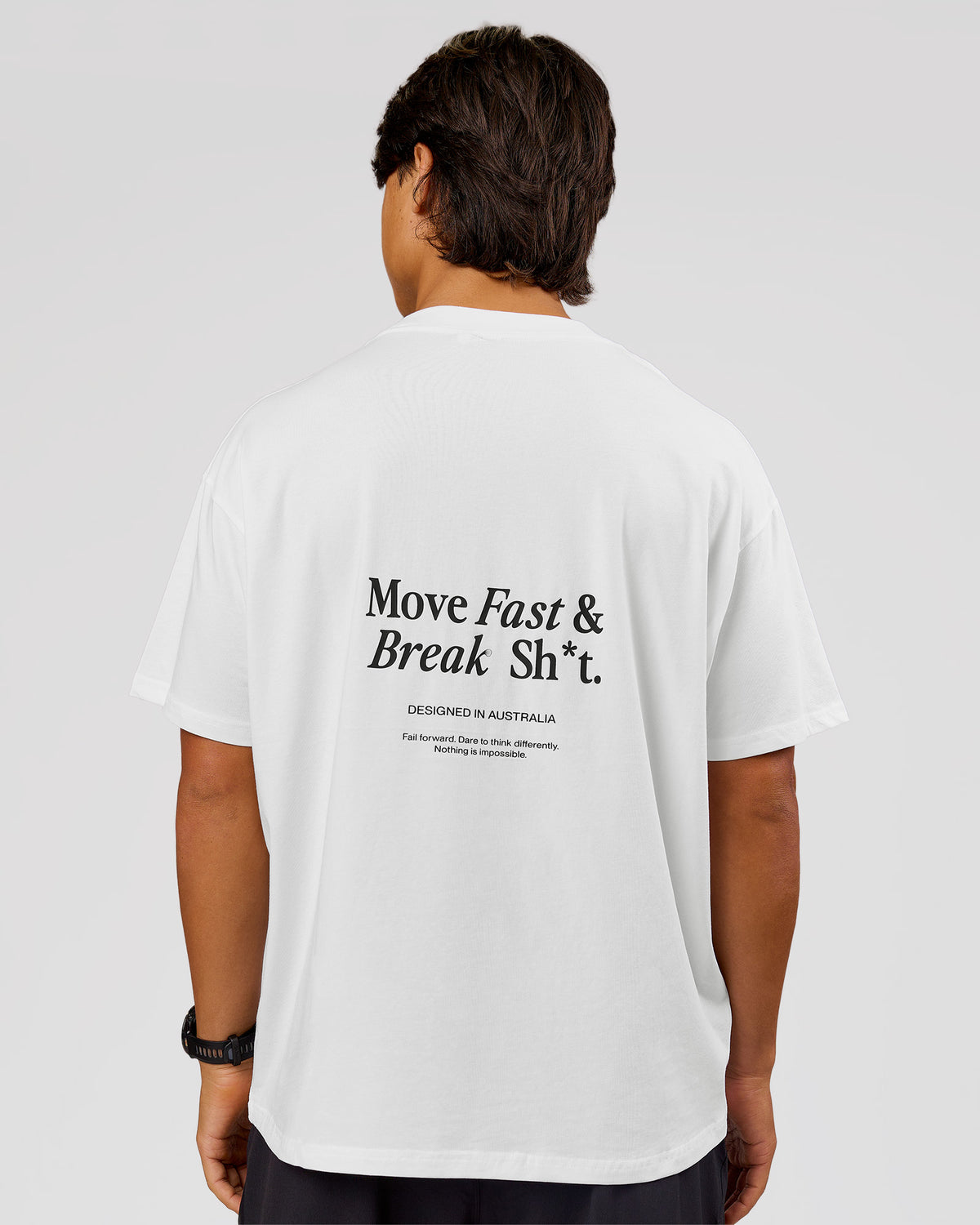 Man wearing VS26 MFBS FLXCotton Oversize Tee - White-Black | Model:George | Size:M - view 2