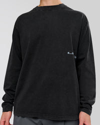 Man wearing Backline Washed Heavyweight Oversized LS Tee - Black Washed | Model:Leandro | Size:M | Thumbnail Index: 12