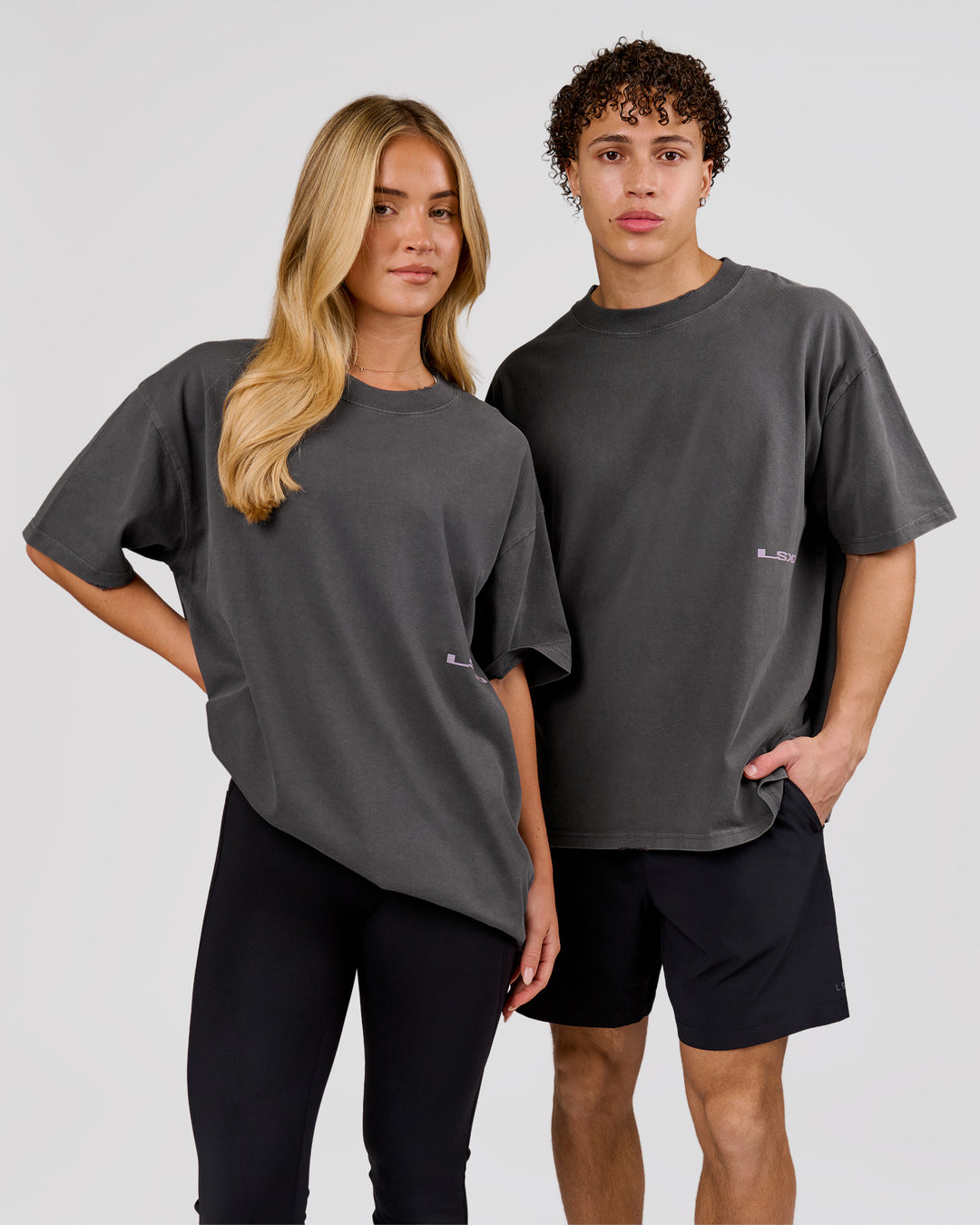 Man wearing Backline Washed Heavyweight Oversized Tee - Asphalt Washed | Model:Leandro | Size:M - view 17