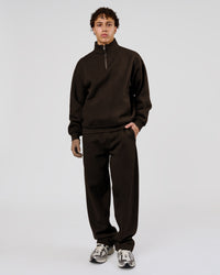 Man wearing Base Wide Leg Track Pant - Ground Coffee | Model:Leandro | Size:M | Thumbnail Index: 4
