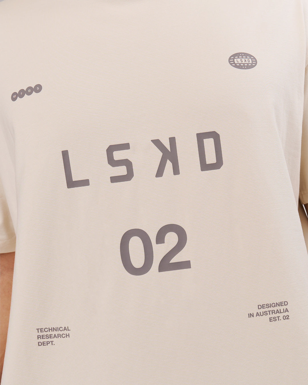 Man wearing Game Plan Heavyweight FLXCotton Oversized Tee - Vanilla Bean | Model:Leandro | Size:M - view 10