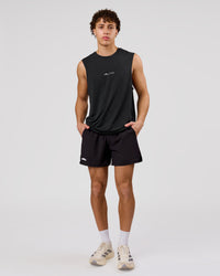 Man wearing Movember x LSKD Rep Muscle Training Tank - Black | Model:Leandro | Size:M | Thumbnail Index: 2