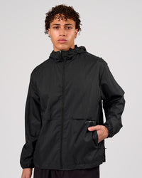 Man wearing Pace+ Lightweight Running Jacket - Black | Model:Leandro | Size:M | Thumbnail Index: 0