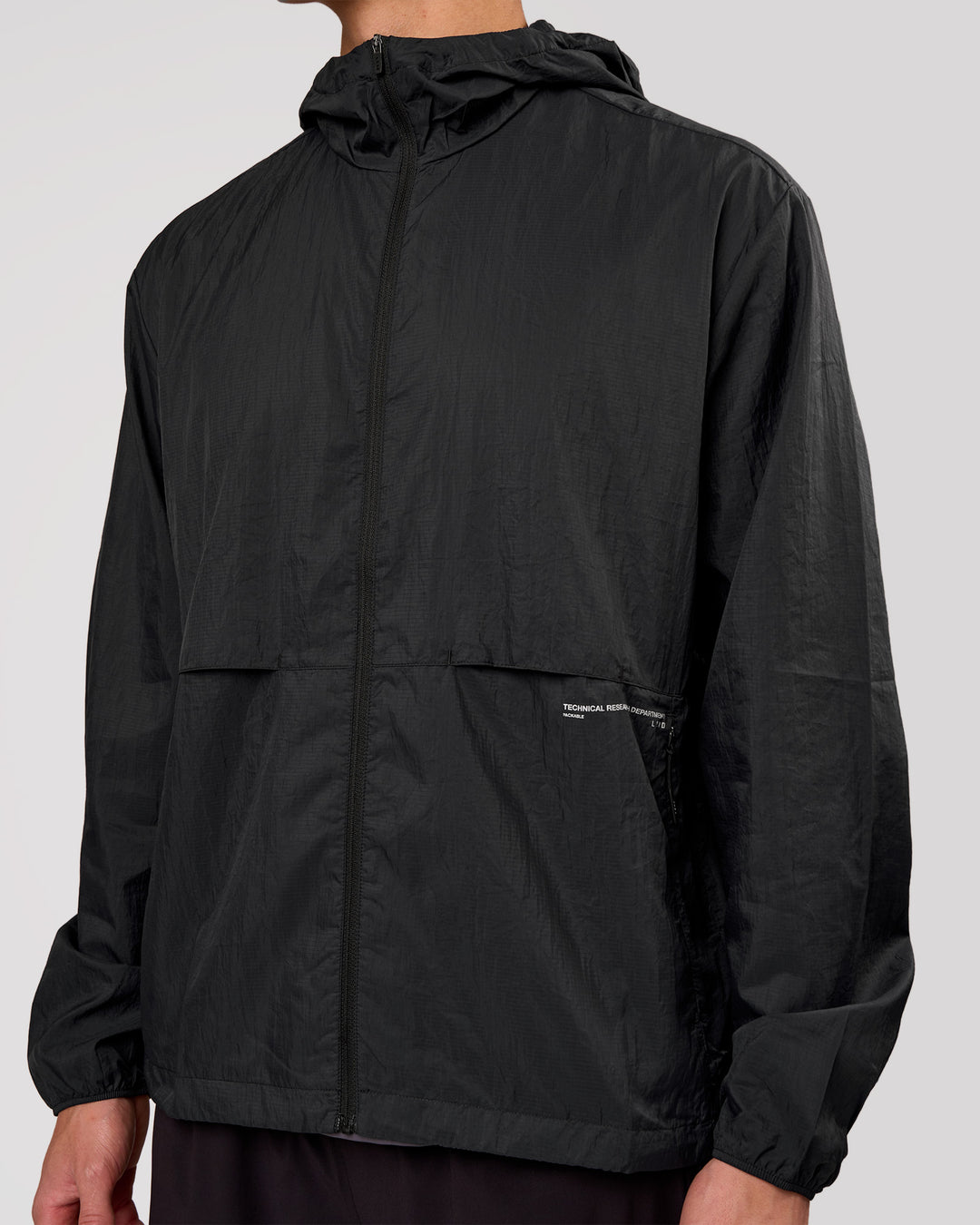 Man wearing Pace+ Lightweight Running Jacket - Black | Model:Leandro | Size:M - view 4