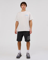 Man wearing Playbook Heavyweight Oversized Tee - Silver Marl-Open Air | Model:Leandro | Size:M | Thumbnail Index: 12