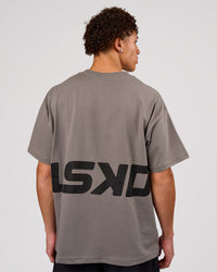 Man wearing Shadow Mark Heavyweight Oversized Tee - Storm Front-Onyx | Model:Leandro | Size:M | Thumbnail Index: 1