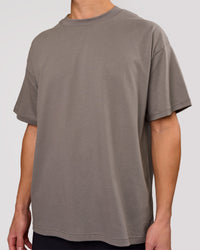 Man wearing Shadow Mark Heavyweight Oversized Tee - Storm Front-Onyx | Model:Leandro | Size:M | Thumbnail Index: 5