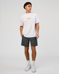 Man wearing VS1 Enjoy The Journey FLXCotton Oversize Tee - White | Model:Leandro | Size:M | Thumbnail Index: 8