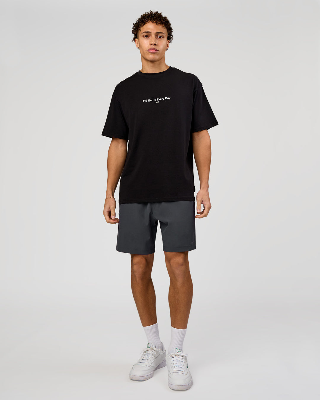 Man wearing VS6 1% Better FLXCotton Oversize Tee - Black | Model:Leandro | Size:M - view 7