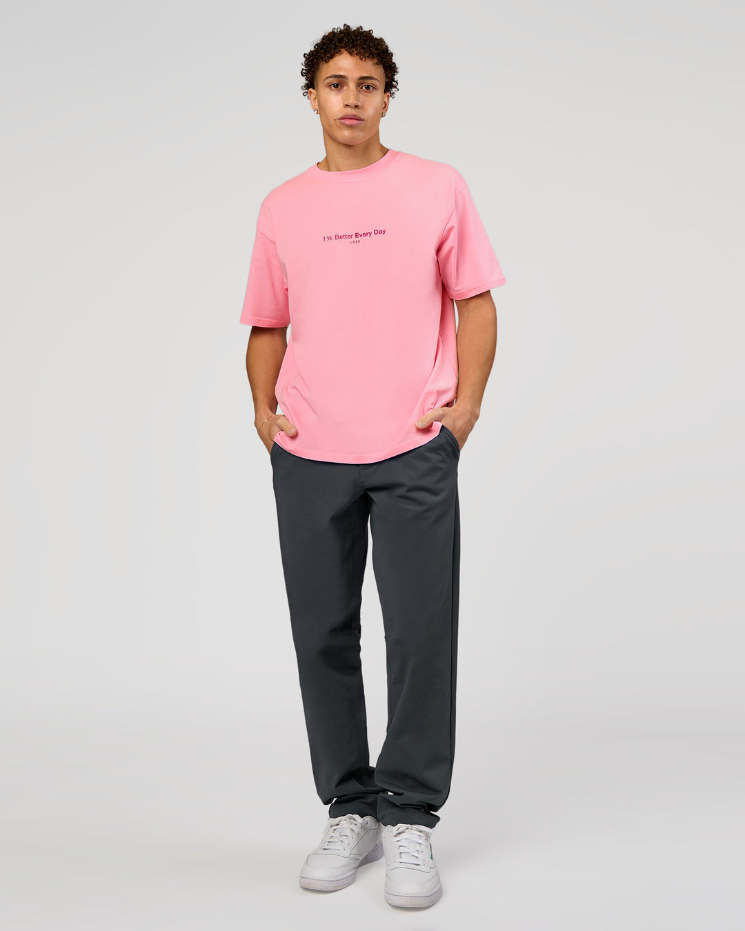Man wearing VS6 1% Better FLXCotton Oversize Tee - Pink Rose | Model:Leandro | Size:M - view 16
