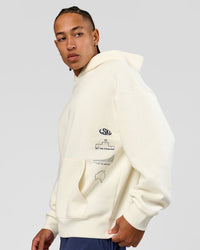 Man wearing Greatest of All Time Heavyweight Oversized Hoodie - Off White | Model:Malebo | Size:M | Thumbnail Index: 3