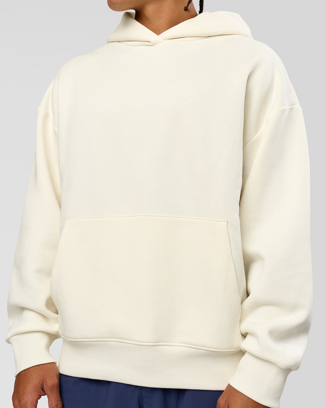 Man wearing Greatest of All Time Heavyweight Oversized Hoodie - Off White | Model:Malebo | Size:M - view 20