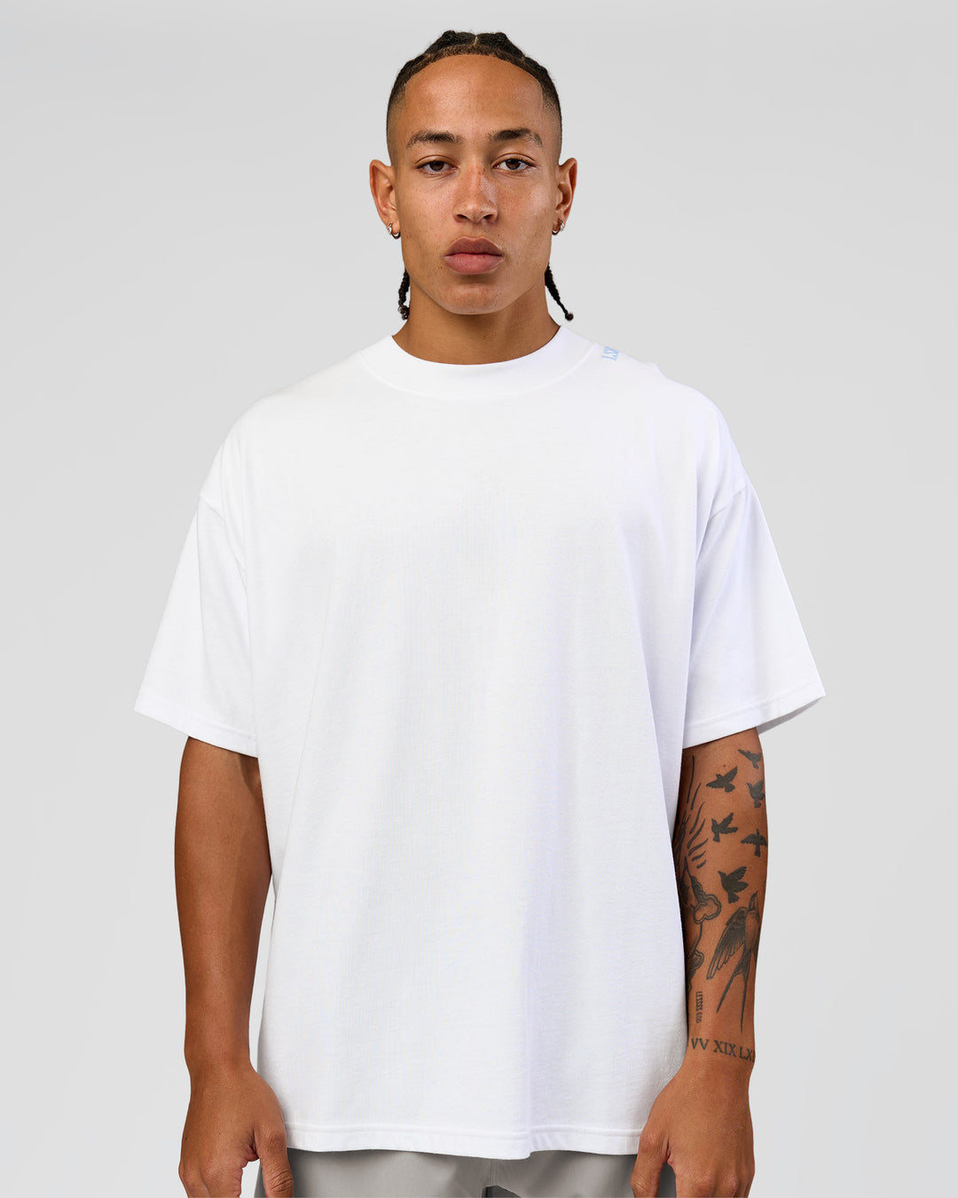 Man wearing Strong is Beautiful Heavyweight Oversized Tee - White | Model:Malebo | Size:M - view 5