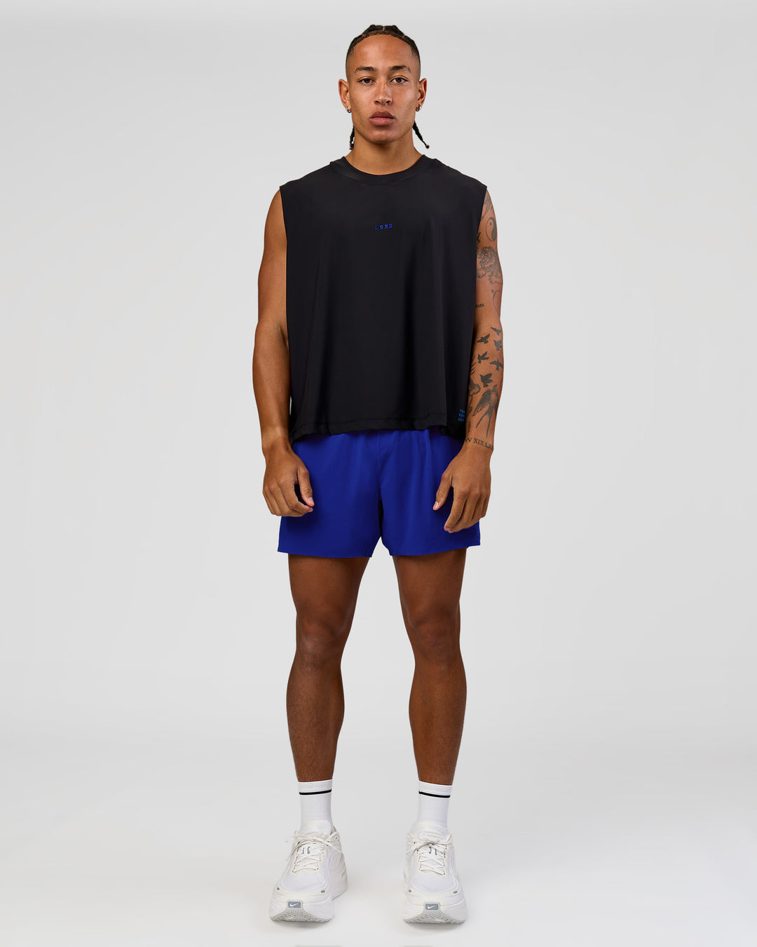 Man wearing UltraAir 5" Lined Performance Short  - Electric Indigo | Model:Malebo | Size:M - view 4