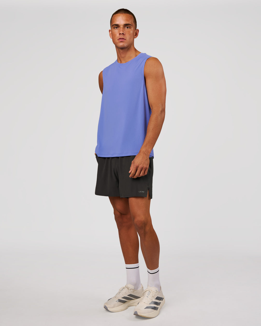 Man wearing Rep Muscle Training Tank - Bluebell | Model:Rep | Size:M - view 3