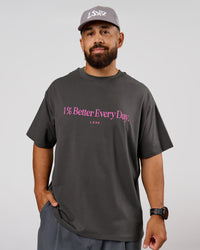 Man wearing VS6 1% Better Fathers Day FLXCotton Oversized Tee - Dark Storm | Model:Jordan | Size:XL | Thumbnail Index: 2
