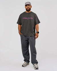 Man wearing VS6 1% Better Fathers Day FLXCotton Oversized Tee - Dark Storm | Model:Jordan | Size:XL | Thumbnail Index: 14