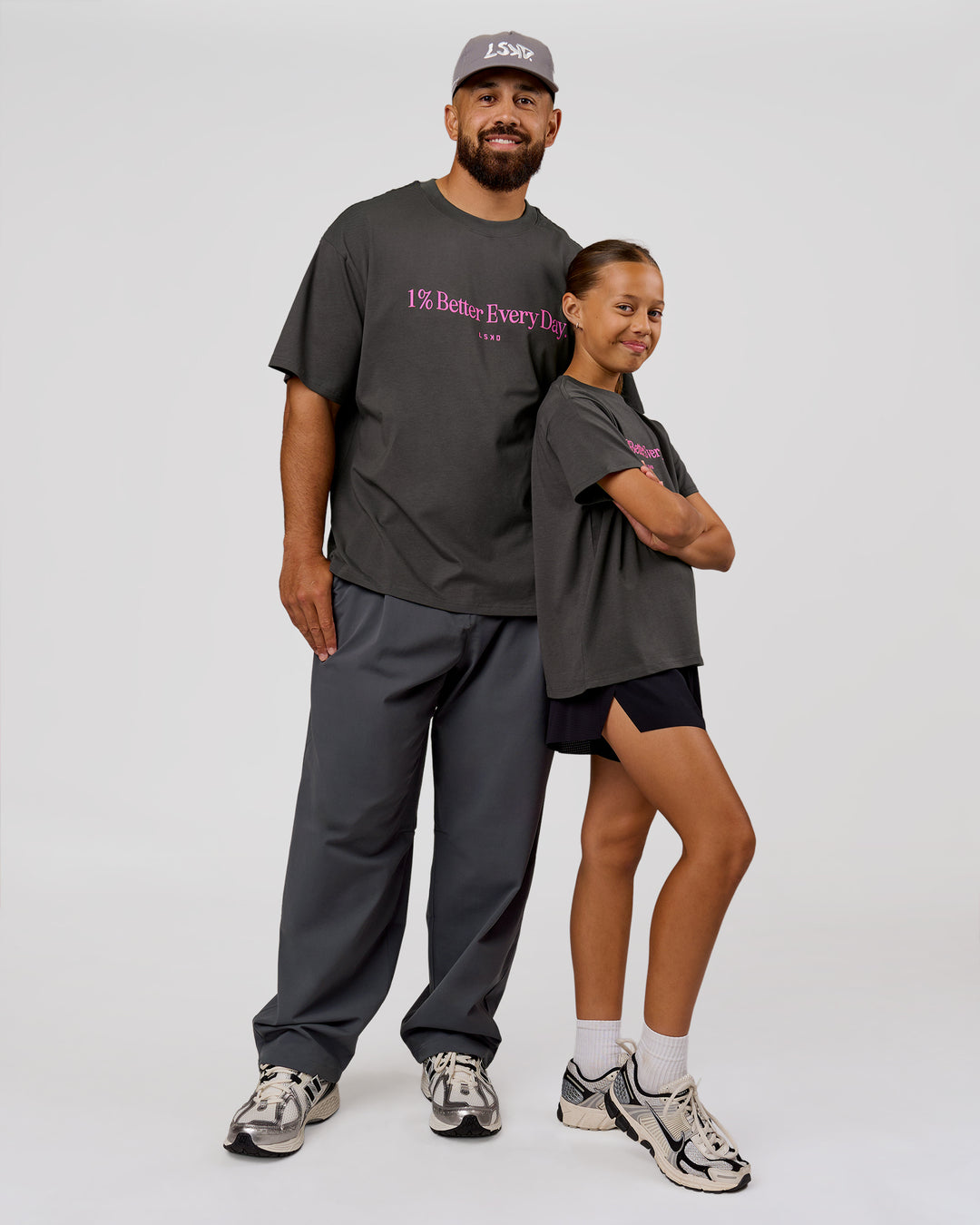Man wearing VS6 1% Better Fathers Day FLXCotton Oversized Tee - Dark Storm | Model:Jordan | Size:XL - view 1
