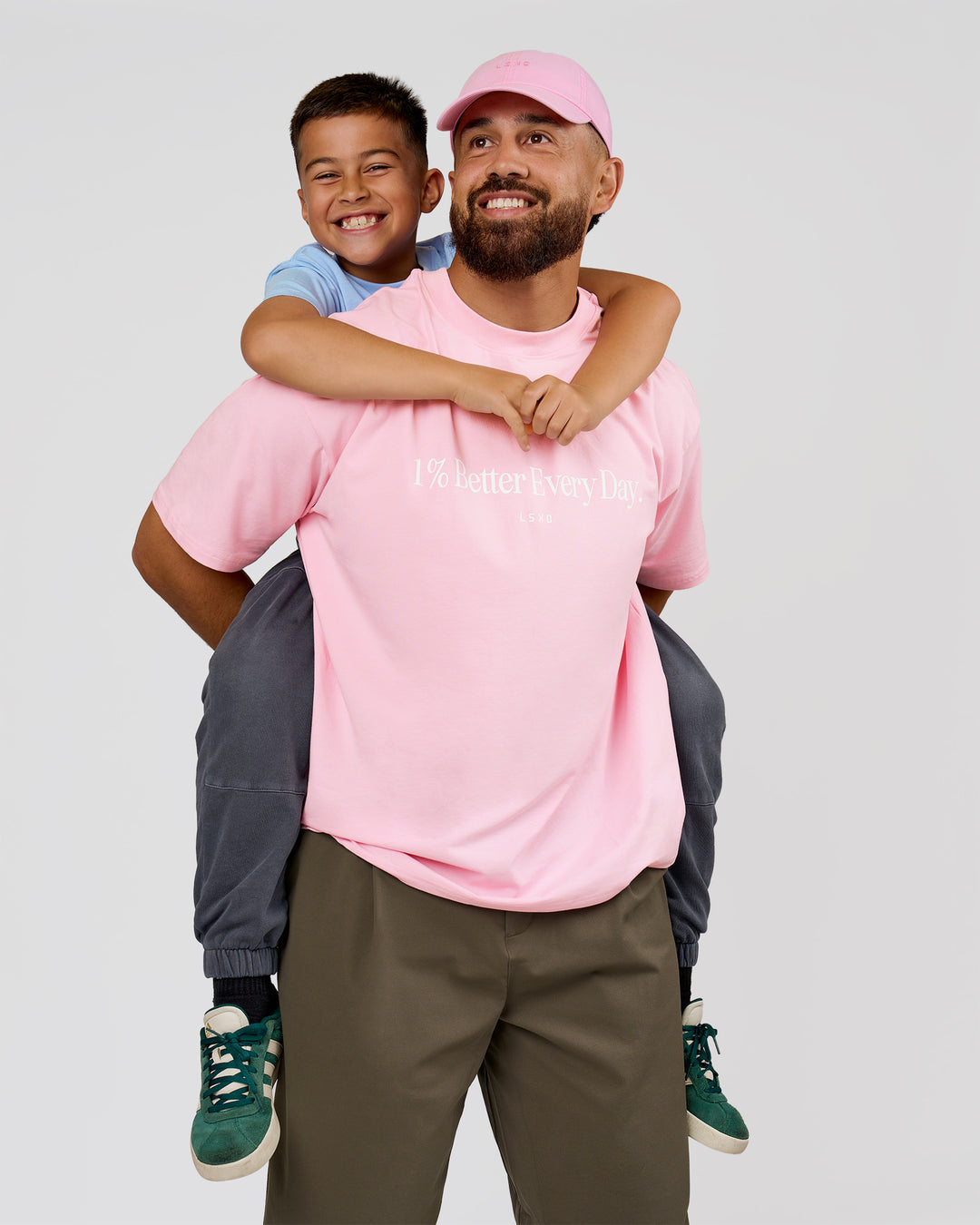 Man wearing VS6 1% Better Fathers Day FLXCotton Oversized Tee - Marshmallow | Model:Jordan | Size:XL - view 11