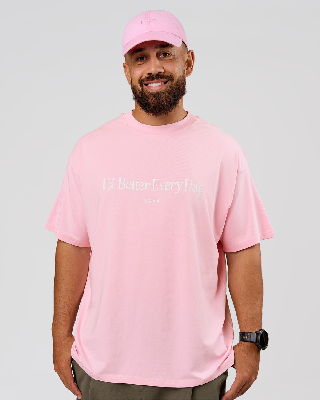 Man wearing VS6 1% Better Fathers Day FLXCotton Oversized Tee - Marshmallow | Model:Jordan | Size:XL - view 8