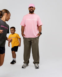 Man wearing VS6 1% Better Fathers Day FLXCotton Oversized Tee - Marshmallow | Model:Jordan | Size:XL | Thumbnail Index: 9