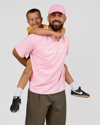 Man wearing VS6 1% Better Fathers Day FLXCotton Oversized Tee - Marshmallow | Model:Jordan | Size:XL | Thumbnail Index: 0