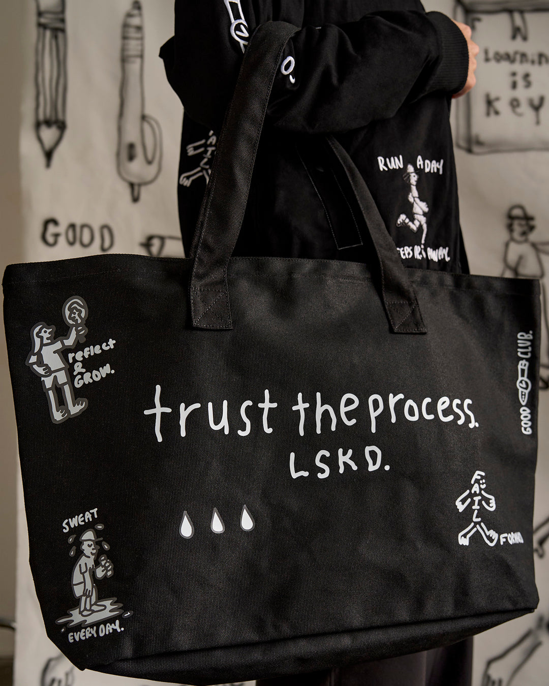Studio image of Andrew J. Steel x LSKD Canvas Tote - Black Washed - view 11