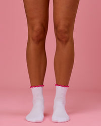 Studio image of BCAM Quarter Socks 3 Pack - White-Ultra Pink-Black | Thumbnail Index: 3