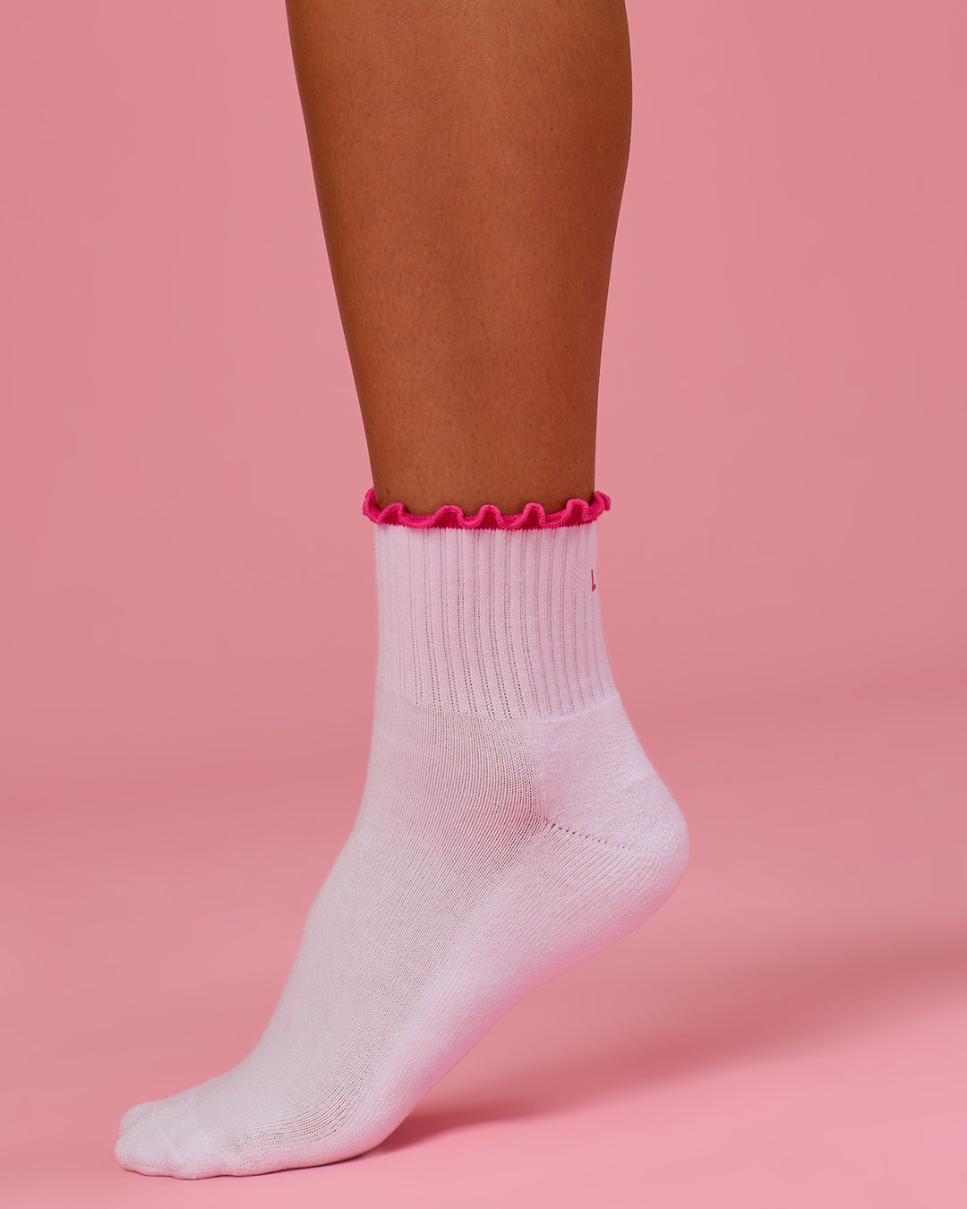 Studio image of BCAM Quarter Socks 3 Pack - White-Ultra Pink-Black - view 5