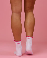 Studio image of BCAM Quarter Socks 3 Pack - White-Ultra Pink-Black | Thumbnail Index: 8