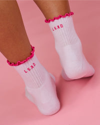 Studio image of BCAM Quarter Socks 3 Pack - White-Ultra Pink-Black | Thumbnail Index: 9