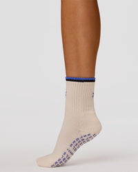Studio image of Better Pilates Grip Sock 2.0 - Off White-Bluebell | Thumbnail Index: 1