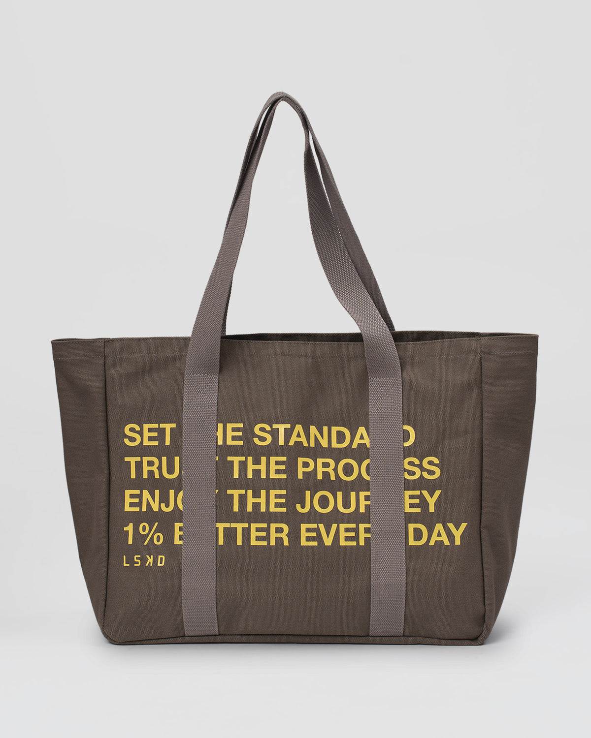 Studio image of Everywhere Canvas Tote - Walnut Grey-Lemon