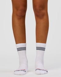 Studio image of Greatest of All Time Quarter Socks - White-Multi | Thumbnail Index: 3