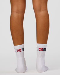 Studio image of Greatest of All Time Quarter Socks - White-Multi | Thumbnail Index: 6