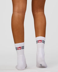 Studio image of Greatest of All Time Quarter Socks - White-Multi | Thumbnail Index: 7
