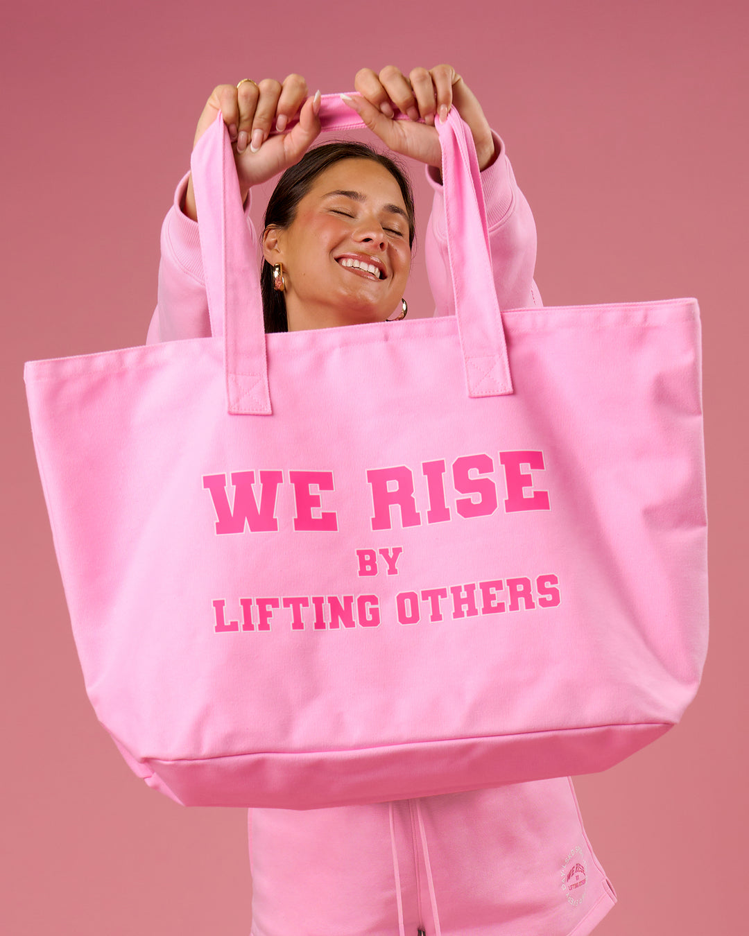 Studio image of Hold It All Canvas Tote - Pink Rose-Ultra Pink - view 3