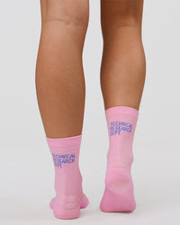 Studio image of Hype Performance Quarter Socks - Pink Rose-Bluebell | Thumbnail Index: 1