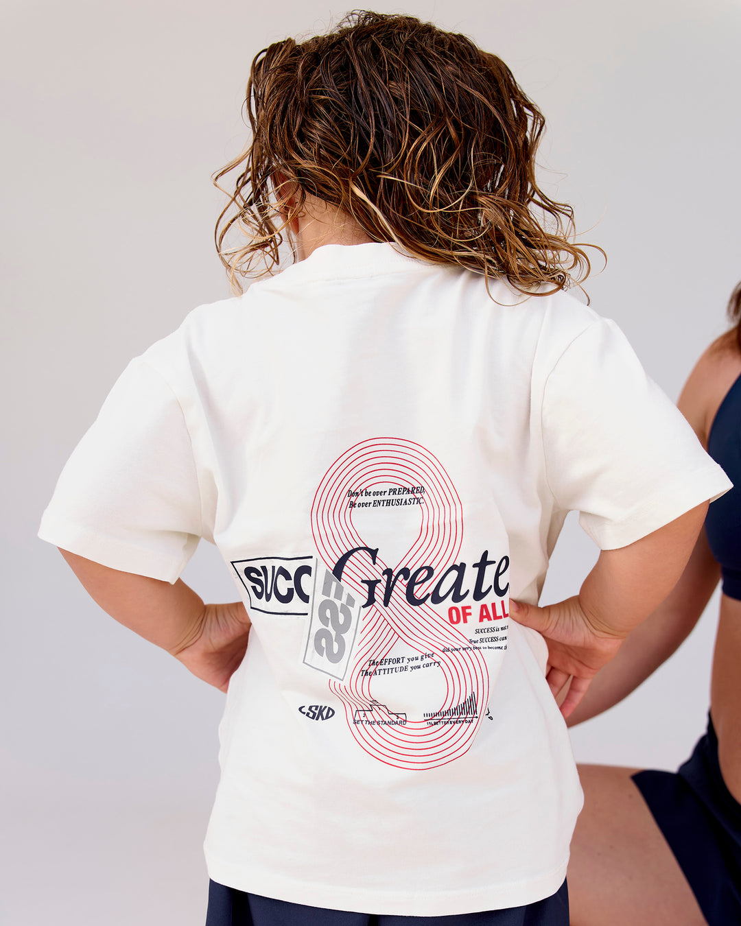 Studio image of Kids Greatest of All Time FLXCotton Tee - Off White Washed-Scarlet - view 3