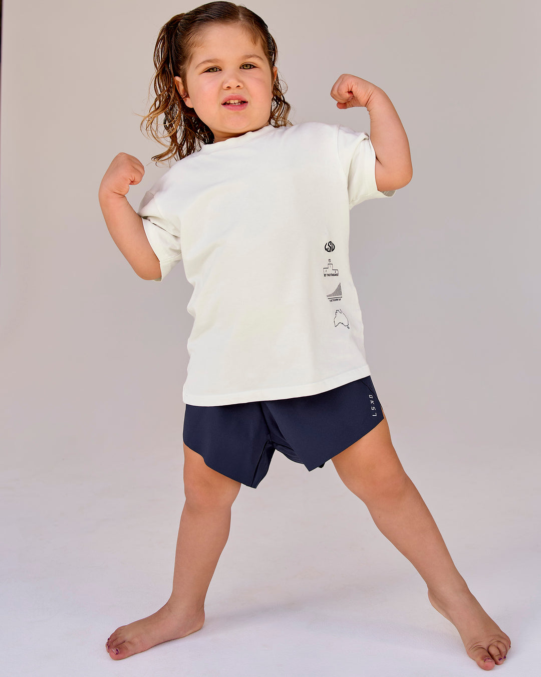 Studio image of Kids Greatest of All Time FLXCotton Tee - Off White Washed-Scarlet - view 4